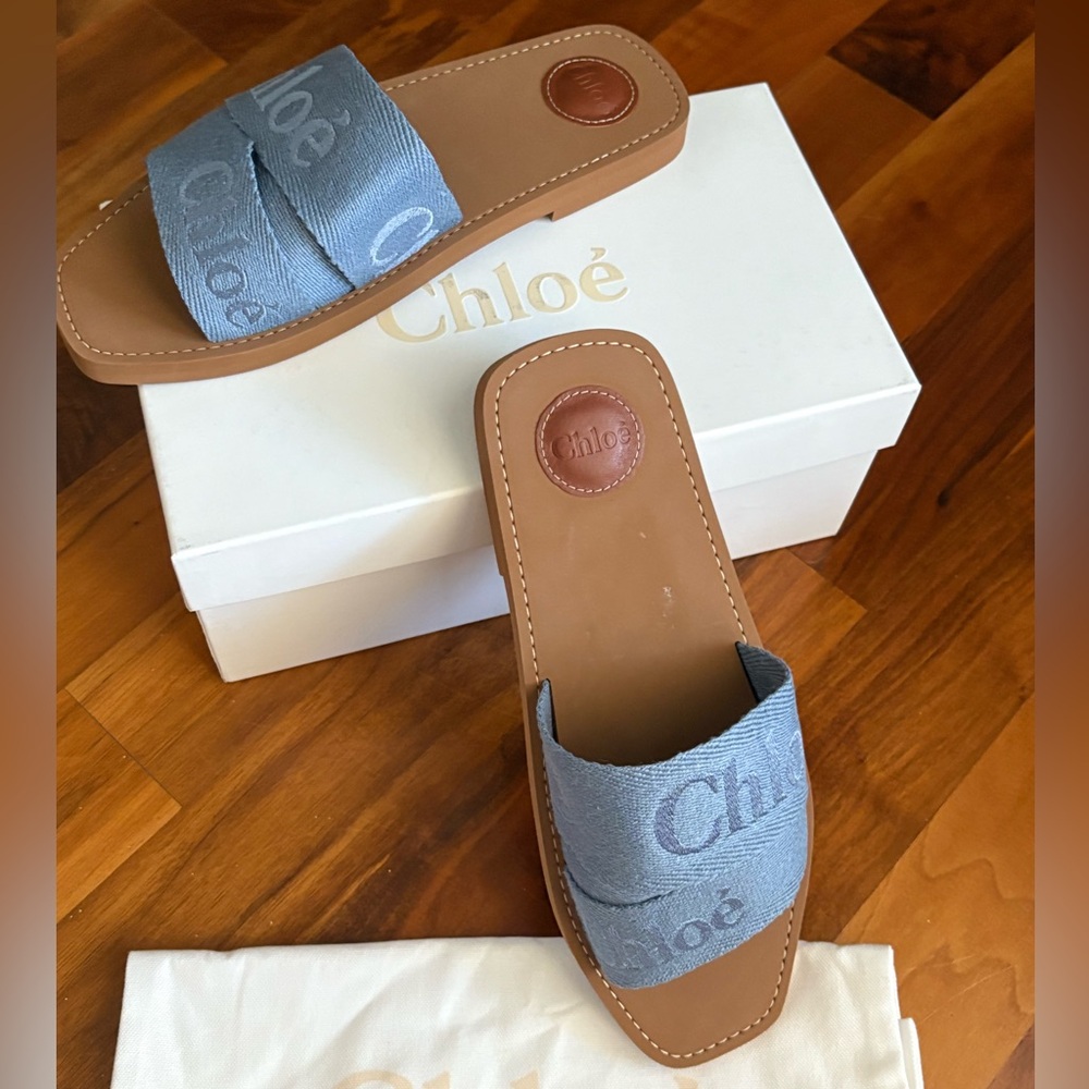 Chloe woody logo strap slides sandals size 42, NEW - Picture 16 of 17